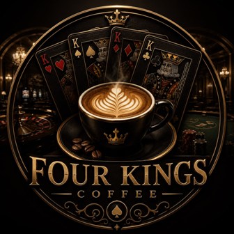 Four Kings Coffee — four kings and a crown emblem